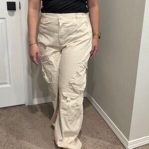 YMI Cream Wide Leg Pants